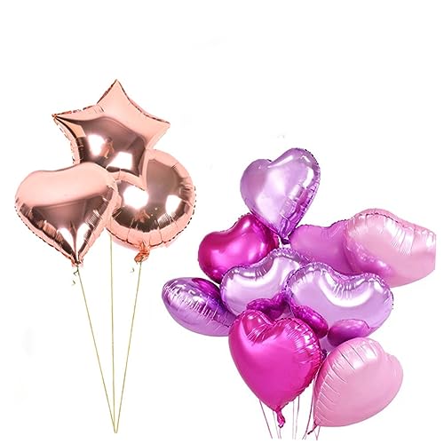 HAWILLOSCH 12 Stück 18 Zoll Herzförmige Folienballons Set Rosa Und Helllila Perfekt Für Valentinstag Hochzeit Jahrestag Und Verlobungsfeier Deko von HAWILLOSCH