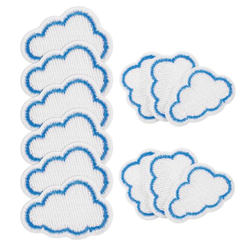 HAWILLOSCH 12 Stück Bestickte Wolken-applikationen, Wolkenform, Nähflicken, Diy, Zum Aufbügeln, Wolkendekorationen, Besticktes Abzeichen Für Jacken, Rucksäcke von HAWILLOSCH