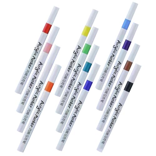 HAWILLOSCH 12St Acrylmarker Textmarker Farbmarker Bunte Signiermarker Marker für Felsmalereien Farbstifte acrylic markers colored pencils Zeichenstifte Praktische Malmarkierungsstifte Plastik von HAWILLOSCH