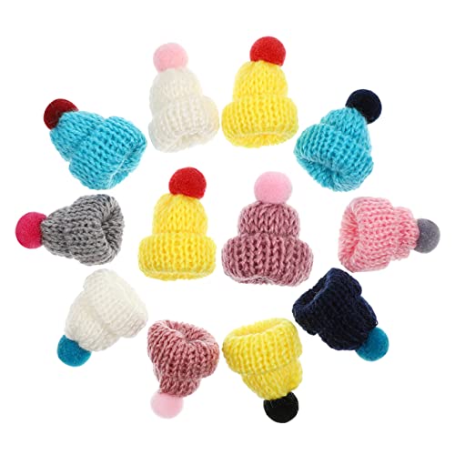 HAWILLOSCH 12St Mini-Hut dekorative Bastelhüte Wollmütze austauschbare Bastelhüte zarte kleine Hüte Mini-Hüte fleecemützen strickmützen zarte Puppenhüte verschleißfeste Miniaturhüte Stricken von HAWILLOSCH