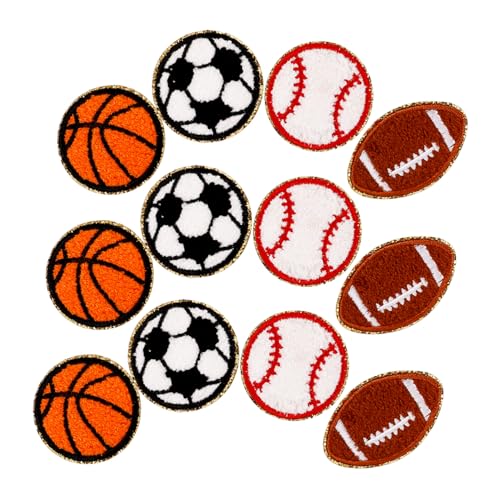 HAWILLOSCH 12st Sport-patches Zarte Kleiderflicken Fußball-applikation Ball-stickerei-patches Hutflecken Austauschbare Sportball-patches Dekorative Patches Zum Aufnähen Flicken Aufnähen Stoff von HAWILLOSCH