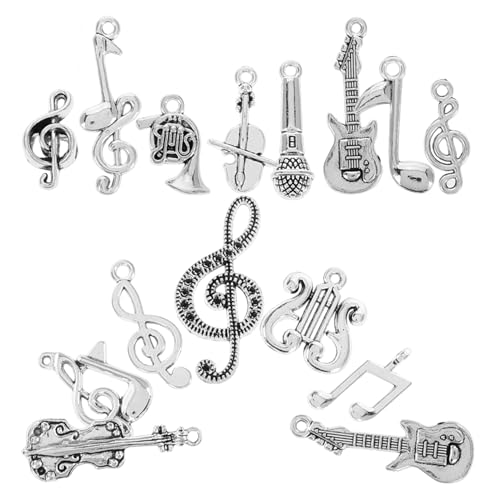 HAWILLOSCH 14 Stück Süße Violine Charms Kleine Handgemachte Musik Schmuck DIY Instrument Zubehör Kreative Musik Note Anhänger Handgemachte Musik Charms von HAWILLOSCH