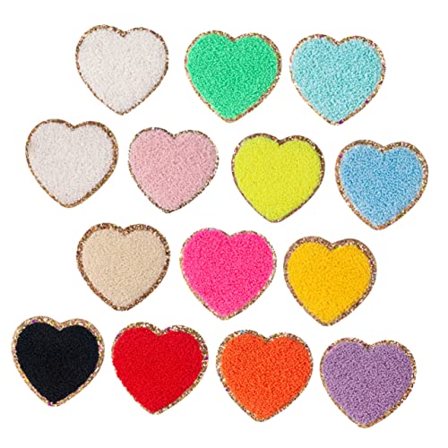 HAWILLOSCH 14st Abriebfeste Fellflecken Valentins-herz-patches Austauschbare Fellflecken Tägliche Verwendung Von Herzpflastern Herzförmige Glitzerflecken Kompakte Herzpflaster Stoff von HAWILLOSCH