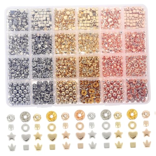 HAWILLOSCH Buntes Perlen-armband 1740 Teiliges Spacer Bead Set Für Diy Schmuckherstellung Bastelperlen Für Armbänder Halsketten Und Ohrringe Schmuckzubehör Aus Verschiedenen Designs Und Farben von HAWILLOSCH