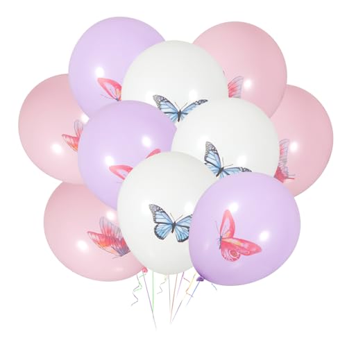 HAWILLOSCH 18 Stk Schmetterlings-partyballons Ballons Bedrucken Ballons Ornamente Latex-schmetterlingsballons Latexballons Partyballons Als Gastgeschenke Aufblasbare Ballons Rosa Emulsion von HAWILLOSCH