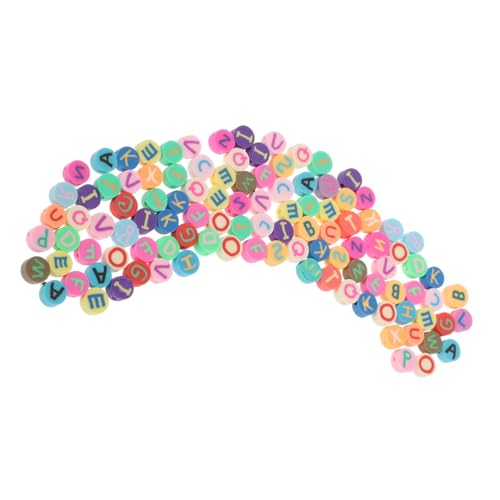 HAWILLOSCH 2 Alphabet-Tonperlen alphabet beads bastelmaterial Halskettenperlen mit Buchstabendruck Buchstabenperlen armschlinge farbige lose Perlen Schmuckherstellung aus Perlen Polymer-Ton von HAWILLOSCH