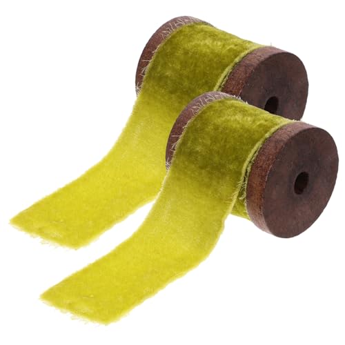 HAWILLOSCH 2 Rollen Geschenkverpackung Mit Band Elegante Bänder Sackleinenband Jute-spitzenband Natürliches Baumwollband Praktisches Geschenkband Bastelbänder Banddekor Yellow Polyester von HAWILLOSCH