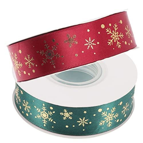 HAWILLOSCH 2 Rollen Weihnachtsband Paketband Bänder Dekorationen Geschenkband Banddekor Weihnachtsverpackungsbänder Exquisite Weihnachtsbänder Schleife Dekorative Weihnachtsbänder Polyester von HAWILLOSCH