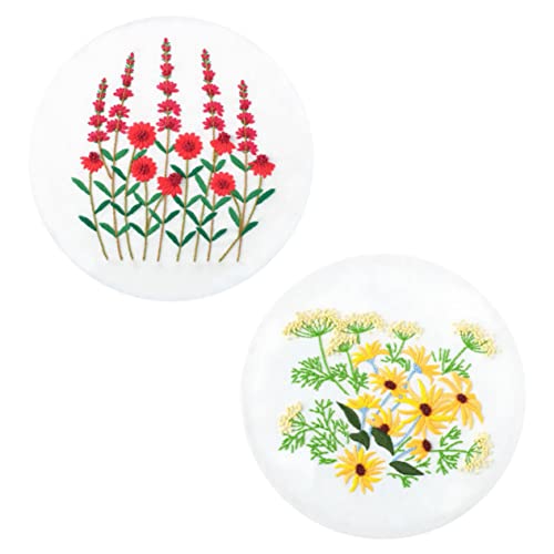 HAWILLOSCH 2 Satz Stickformfaden Blumenstickset für Anfänger Punch-Nadel-Kit Handstickset Blumen-Kit Stickset für Erwachsene Sticktuch Stanznadel-Sticksets Handwerkszeug für den Haushalt von HAWILLOSCH