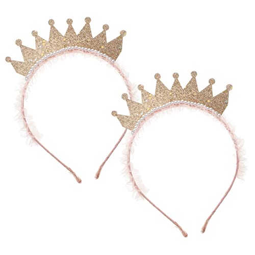 HAWILLOSCH 2 Stück Krone Haarspange Geburtstag Stirnband Prinzessin Kronen Haarschmuck Für Kronen Für Haare Edelsteine ​​Für Frauen Krone Stirnband Perle Tiara Kunststoff Rosa von HAWILLOSCH