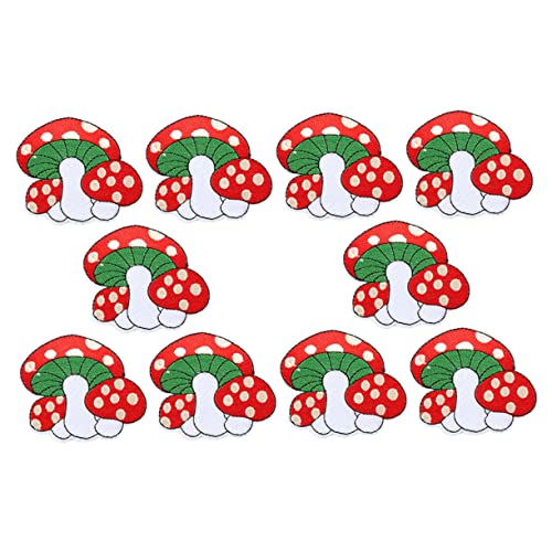 HAWILLOSCH 20 Stk Pilz-DIY-Patch Patches nähen Stoffzubehör Patch aufnähen Charm-Stoff-Patch Miniaturdekoration aufbügler für jacken aufbügelbilder schöne Aufnäher DIY Nähpatch Polyester rot von HAWILLOSCH