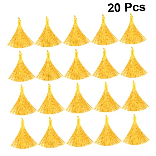 HAWILLOSCH 20 Stk hängender Quastenanhänger Quasten-Ohrtropfen selber machen Quasten für Schmuck Quasten Tassel earrings DIY keychain Quaste Schmuckanhänger Zubehör für Quastenohrringe Yellow von HAWILLOSCH