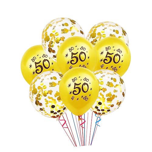 HAWILLOSCH 20 Stück 12 Zoll Goldene Luftballons Set Für Den 50 Geburtstag Inklusive 10 Goldene Druckballons Und 10 Goldene Konfetti Ballons Ideale Dekoration Für Geburtstagsfeiern Und von HAWILLOSCH