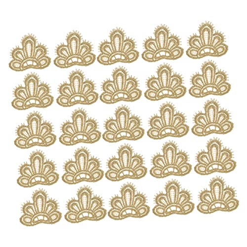 HAWILLOSCH 20 Stück Perlenkrone Diamant Aufkleber Patch Nähen Basteln Dekorationen Aufnäher Patches Dekorationen Blumenaufkleber Nähen Patch Applikation Etikett Aufkleber Aufkleber Golden von HAWILLOSCH