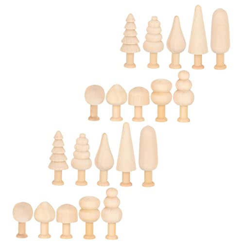 HAWILLOSCH 20 Stück Unvollendete Holzbaum Dekorationen Zum DIY Bemalen Mini Holzbaum Figuren Für Kreative Bastelprojekte Ideal Für Hochzeiten Weihnachten Und Individuelle Gestaltung von HAWILLOSCH