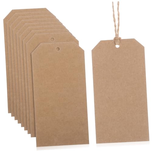 HAWILLOSCH 200 Stück Schnur Kraftpapier Etiketten Inventar Tags Versand Tags DIY Bastel Tag Handbemalte Tags Papier Tags Leere Tags Ornamente Leere Papier Tags Leere Papier von HAWILLOSCH