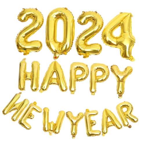 HAWILLOSCH 2024 Neujahrs Ballon Set Dekorative Folienballons Für Silvester Und Neujahrspartys Goldene 2024 Zahlenballons Für Festliche Anlässe Und Feiern von HAWILLOSCH