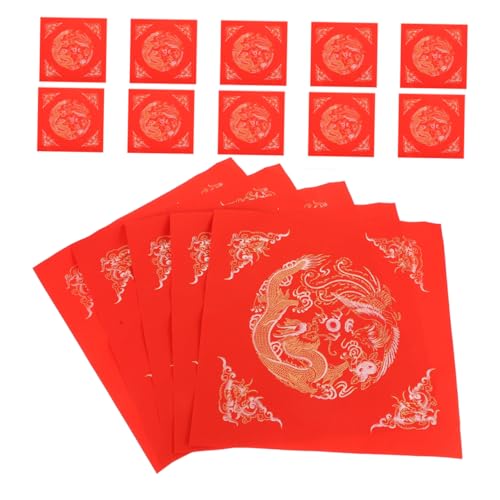 HAWILLOSCH 20st Batik Zehntausend Jahre Rotes Reispapier Fu-charakterpapiere Schriftrollen Zum Chinesischen Frühlingsfest Chinesisches Chunlian-papier Chinesisches Rotes Papier Reis Papier von HAWILLOSCH