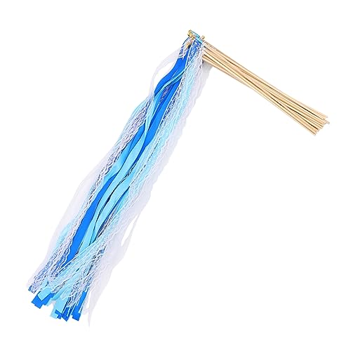 HAWILLOSCH 25St Streamer-Feenstab Feenstab aus Seide Luftschlangen Zauberstab wirbeln Tanzbänder Fairy Wand The Wedding Party dekorative Bandstangen Kostüm Feenstäbe Requisiten Holz Blue von HAWILLOSCH