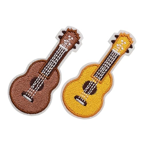 HAWILLOSCH 2St Gitarren-Stickerei-Anhänger goldene Kleidung Aufnäher für Kleidung mit Gitarrenmuster scheckheft scrabbook Golddekor Kleiderdekore Dekorationsmaterialien für Kleidung Nylon von HAWILLOSCH