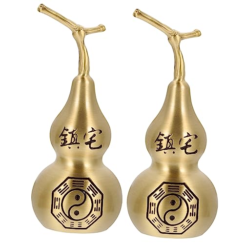 HAWILLOSCH 2St Kupfer-Kürbis-Ornamente Heimdekoration glückliche Feng-Shui-Ornamente Kupferkürbis Dekoration Dekorative Gourds für den Desktop Elegantes Kürbisdekor Desktop-Kupferdekor Golden von HAWILLOSCH