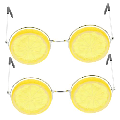 HAWILLOSCH 2St Partybrille lustige Sonnenbrille Tropische Sonnenbrille Rave Party Brillen Party Glasses künstliche Zitronen Sonnenbrillen Zitronengläser Cosplay-Party-Brille Yellow von HAWILLOSCH