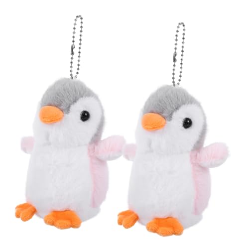 HAWILLOSCH 2St Pinguin-Puppe-Anhänger süßer Schlüsselanhänger pom Rucksack-Tiere-Anhänger Beutel pinguin schlüsselanhänger pinguin Plüsch Schlüsselanhänger Plüsch zum Aufhängen Rosa von HAWILLOSCH