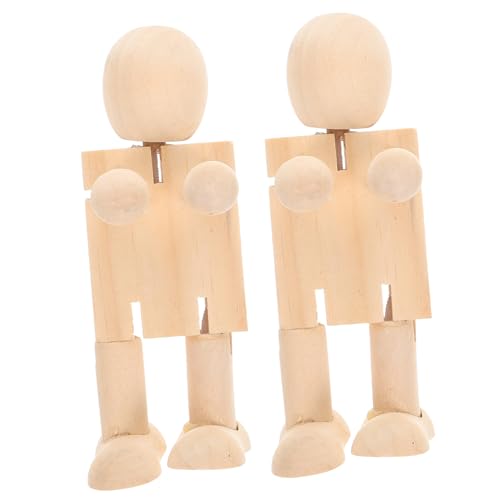 HAWILLOSCH 2St gemeinsames Marionettenspielzeug Hausdekorationen für zu Hause Schaufensterpuppe Mini-Actionfiguren Anzahl Bots bastelzeug craft Puppen Handwerk gemaltes Handwerk hölzern von HAWILLOSCH