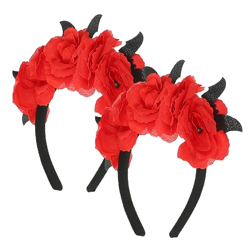 HAWILLOSCH 2er Set Halloween Haarbänder Mit Blumen Und Fledermaus Lustige Kostü Accessoires Für Erwachsene Party Haarreifen Für Karneval Und Halloween Dekoration von HAWILLOSCH