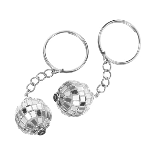 HAWILLOSCH 2st Disco-schlüsselanhänger Beutelversorgung Discokugel-schlüsselanhänger Als Ornament Dekorativer Discokugel-schlüsselanhänger Taschenanhänger Zum Aufhängen Silver Zinklegierung von HAWILLOSCH