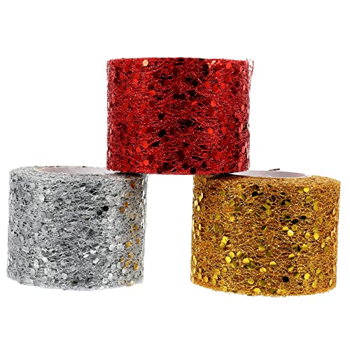 HAWILLOSCH 3 Brötchen Dekorativer Tüll Stoff Mesh Glitter Tüll Ribbonhandwerk Herstellen Vorräte von HAWILLOSCH