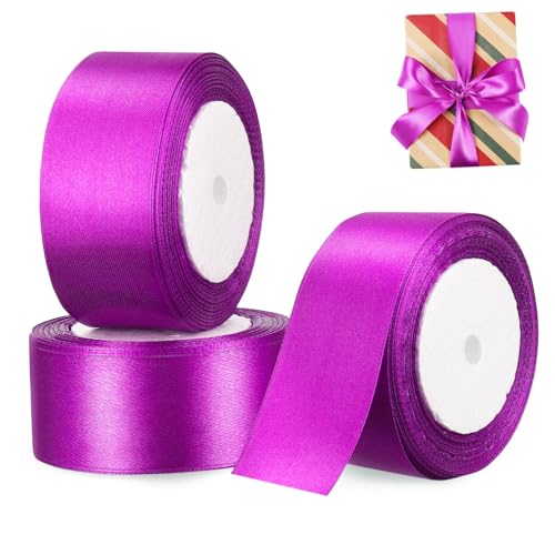 HAWILLOSCH 3 Rollen Verpackung Breites Bänder Für Schleifen Dekoratives Geschenkband Einfarbiges Hochzeitsbänder Violett Polyester von HAWILLOSCH