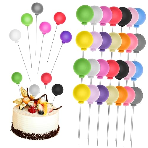 HAWILLOSCH 30 Stück Bunte Mini Schaumstoffkugeln Cupcake Topper Für Kuchendekoration Perfekt Für Geburtstagsfeiern Hochzeiten Und Andere Feierlichkeiten von HAWILLOSCH