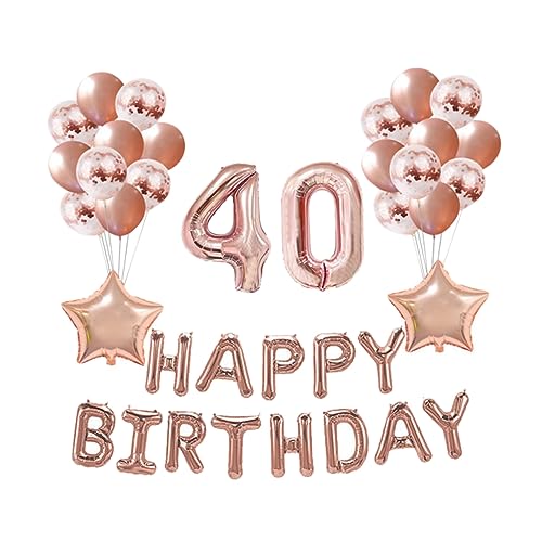 HAWILLOSCH 37 Stück Roségold Luftballons Set Für 40 Geburtstag Naturlatex & Aluminiumfolie Mit Pailletten Perfekte Deko Für Geburtstagsfeier Und Festliche Anlässe von HAWILLOSCH