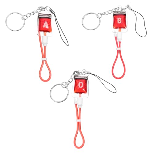 HAWILLOSCH 3st Schlüsselanhänger Taschenanhänger Lanyard-gurt Ring Geldbörse Gefälscht Halter Blutbeutel-anhänger Handy-lanyard Reize Fake-blutbeutel-dekor Schlüsselbänder Gummi Rot von HAWILLOSCH