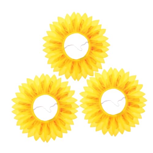 HAWILLOSCH 3st Sonnenblumenkopfbedeckung Hut Kleidung Lustige Sonnenblume Sonnenblumenhut Sonne Cosplay Kopfbedeckung Cosplay-blumenkopfbedeckung Sonnenblumenkostüm Yellow Seidentuch von HAWILLOSCH