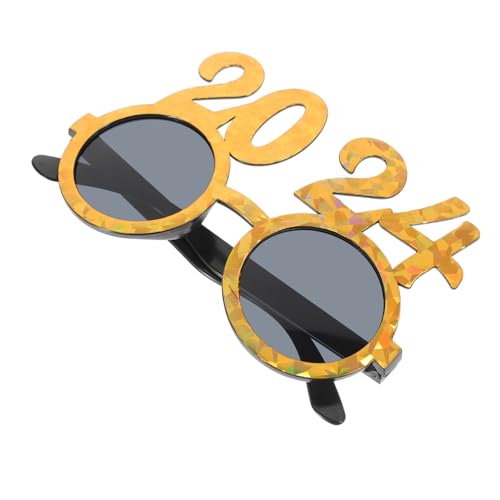 HAWILLOSCH 4 Stück 2024 2024 digitale Brille Party-Gläser-Dekor Partybrille 2024 Brillen anziehen geldschrank beemysafe Sonnenbrille Zahlenbrille Plastikbrille 2024 PC-Rahmen Golden von HAWILLOSCH