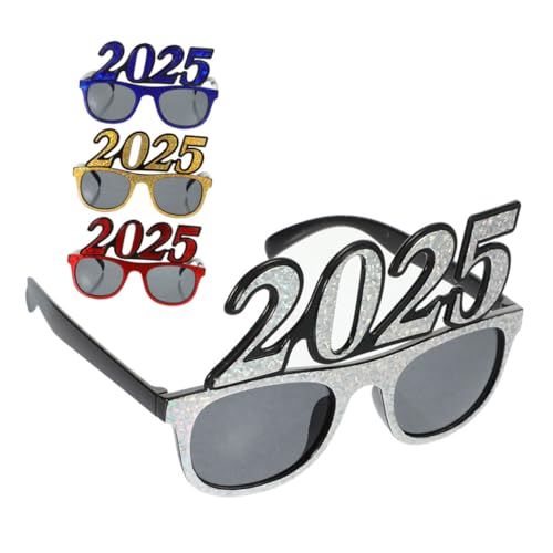 HAWILLOSCH 4 Stück 2025 Brille Lustige Zahlenbrille 2025 Zahlenbrille Brillen 2025 Partygeschenke Für Das Neue Jahr 2025 Neujahrsbrille Weihnachtsfeier Sonnenbrille Frohe Silvesterbrille Stk von HAWILLOSCH