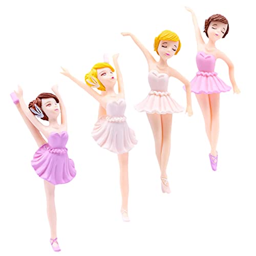 HAWILLOSCH 4 Stück Ballerina-Mädchen Aquariumdekoration Tänzerin Ornament tanzender Cupcake-Topper Ballettpuppe Figur bastelset bastelsachen puppen Kuchendekoration Dekoration für Kuchen PVC von HAWILLOSCH