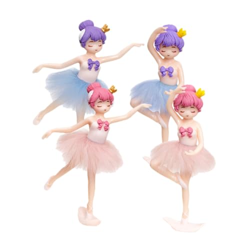 HAWILLOSCH 4 Stück Ballerina-mädchen Ballett- Ballettfiguren Backdekorationen Ballettpuppe Tanzende Mädchenstatue Geburtstag Backen Balletttänzerfiguren Dessert-ornament Pvc von HAWILLOSCH