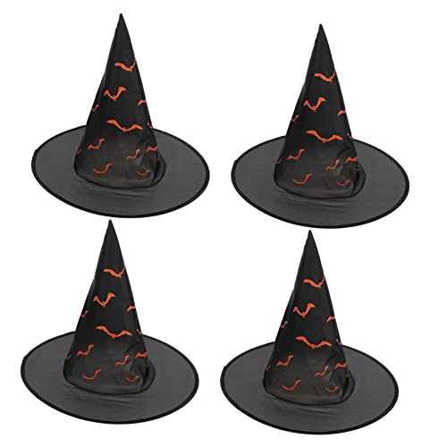 HAWILLOSCH 4 Stück Halloween-Zaubererhut Halloween-Cosplay-Zubehör Halloween-Hexenmütze Hexenkostüm halloween atmosphäre halloween decorations Partyzaubererhüte Maskerade Hexenhüte Stahldraht von HAWILLOSCH