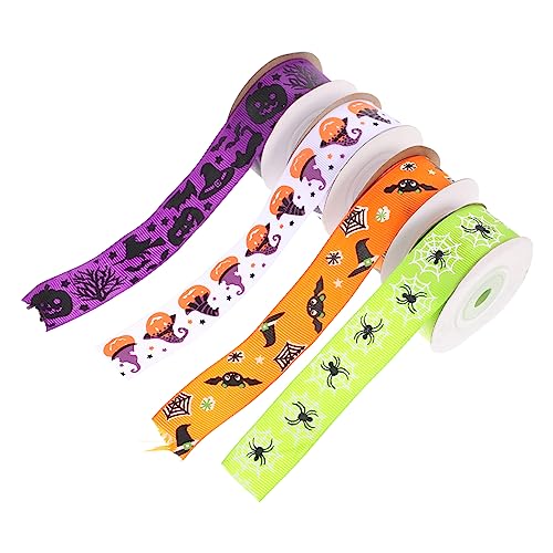 HAWILLOSCH 4 Stück Halloween-gurtband Geistergeschenke Bänder Geisterbänder Für Halloween Diy-bänder Spinnennetzbänder Spinnenband Zierbänder Für Bastelarbeiten Banddekor Polyester von HAWILLOSCH