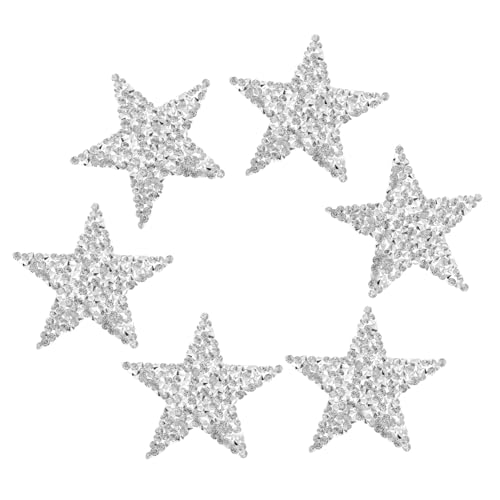 HAWILLOSCH 4 Stück Pentagramm Mit Diamant Sternenflecken Patches Mit Sternenapplikationen Star-reparatur-patches Patches Applikationen Strass-stern-patches Diamant-aufkleber Silver Harzbohrer von HAWILLOSCH