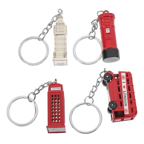 HAWILLOSCH 4 Stück Schlüsselanhänger London-Souvenirgeschenk Gepäck Ring Handtasche Schmuck geldgeschenke weihnachten weihnachsgeschenk Anhänger für Auto Damentaschenanhänger Zinklegierung von HAWILLOSCH