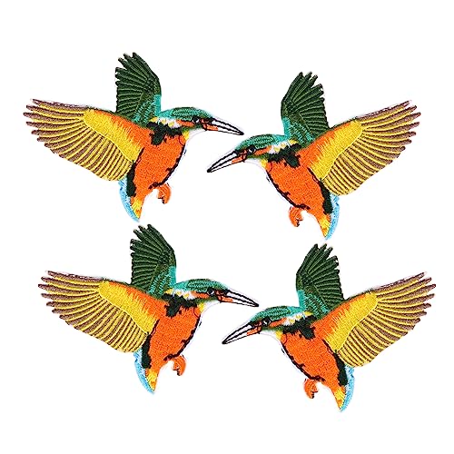 HAWILLOSCH 4 Stück Sonnenblumen Tuch Aufkleber Vögel Patches Pflaster Aufkleben Zarte Gestickte Patches Flicken Für Kleidung Vogel-nähflicken Tierapplikationen Nähen Polyester Colorful von HAWILLOSCH