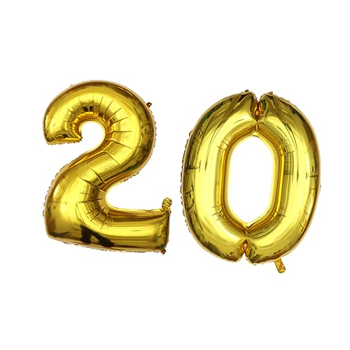 HAWILLOSCH 40 Zoll Goldzahl 20 Folienballon Für Geburtstag Und Jubiläum Jumbo Ballon Partydekoration Ideal Für Fotos Und Festlichkeiten Partyzubehör von HAWILLOSCH