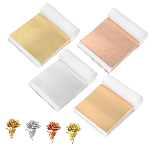 HAWILLOSCH 400 Blatt Nageldekoration Goldfolienpapier Metallisches Folienpapier Metallische Flocken Frischhaltefolie, Plastikfolie Diy-zubehör Vergoldungsflocken Folienflocken Alufolie von HAWILLOSCH