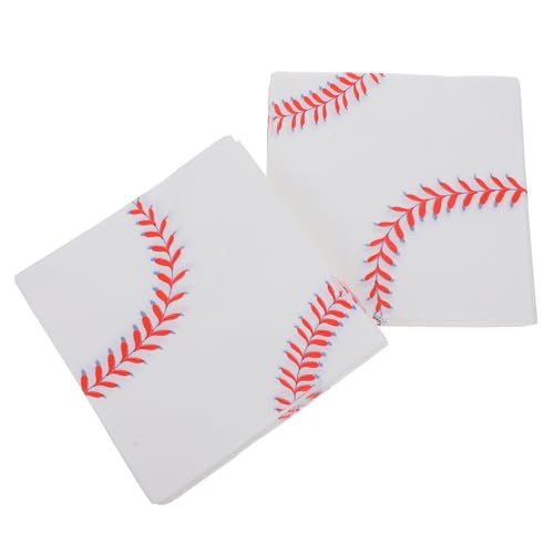 HAWILLOSCH 40st Baseball-serviette Sportparty-versorgung Entzückende Partyservietten Bunte Servietten Serviettendekor Baseball-partyservietten Tischservietten Cocktailservietten Papier Weiß von HAWILLOSCH