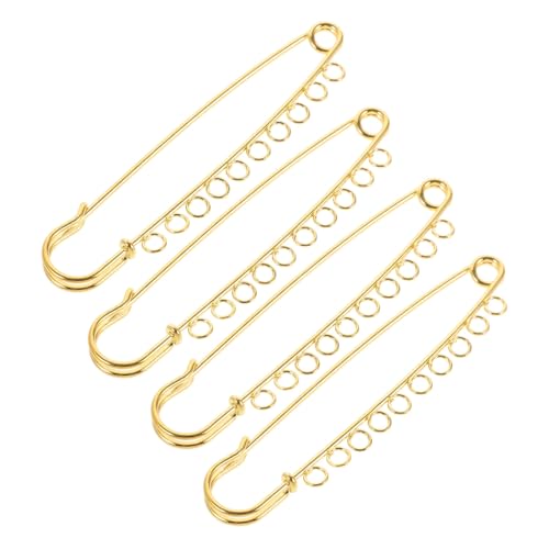 HAWILLOSCH 4er Set Sicherheitsnadeln Mit Schlaufen Broschen Für DIY Schmuck Und Handarbeiten Silberfarben 9cm 10 öcher Ideal Für Kreative Projekte von HAWILLOSCH