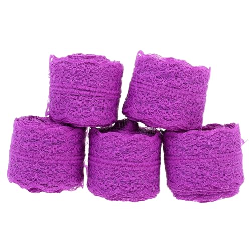 HAWILLOSCH 5 Rollen 45 Cm Spitze Stickerei-spitzenband Spitzenband Nähen Geschenkband Bestickter Spitzenbesatz Valentinsband Dekorationen Für Hochzeitszeremonien Violett Polyestergarn von HAWILLOSCH